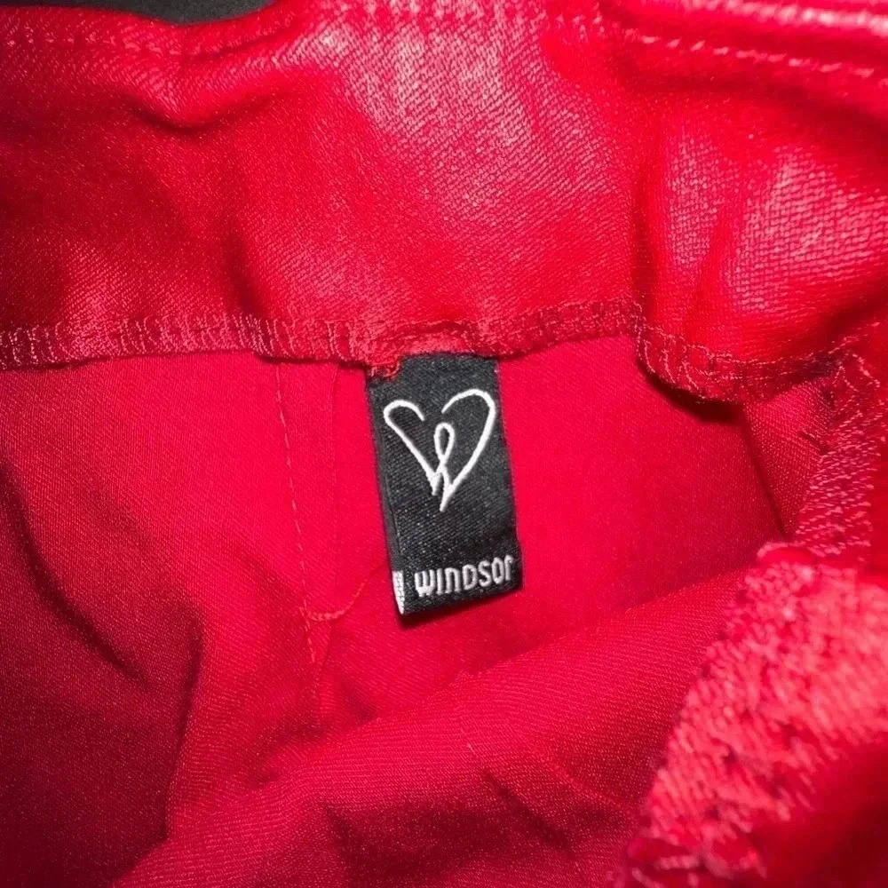 Windsor Red Faux Leather Jacket Women Zip Mini Skirt Size Medium - Picture 5 of 5